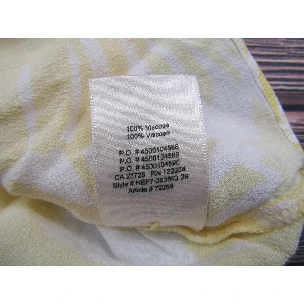 Wilfred Free Womens XS Yellow White Floral Button Tie Waist Short‎ Sleeve Top